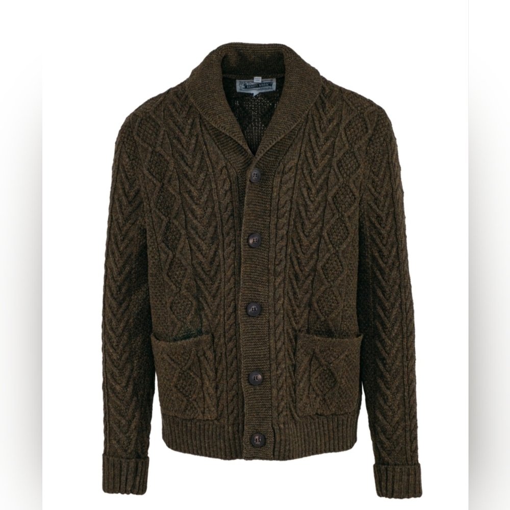 Brown Cable Knit Cardigan